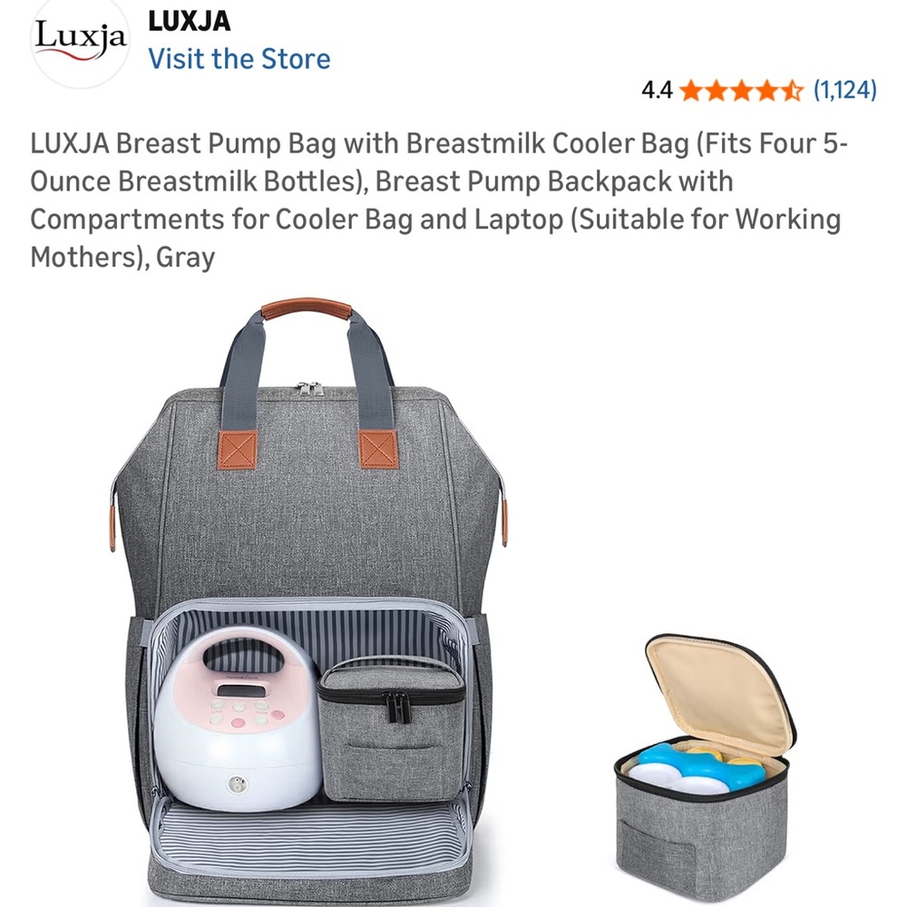 Gray Breast Pump Backpack with Cooler